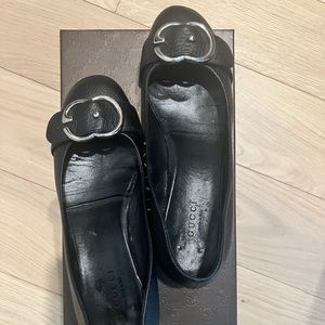 Gucci Leather Pumps, Black, Size 36.5